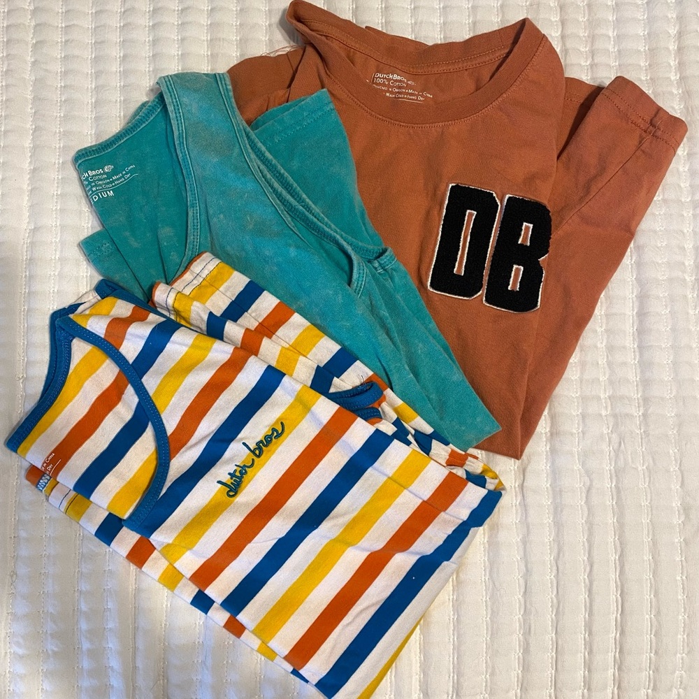 THREE Dutch Bros Unisex Tops One Long Sleeve/ Two Tank Tops